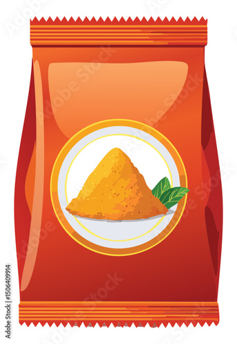 vector illustration of Instant Powder Spices Pack - Vector Illustration