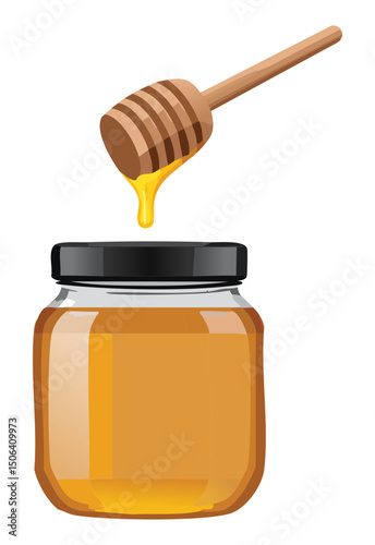 vector illustration of jar of honey