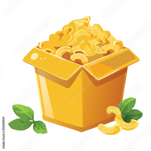 instant mac and cheese food on bucket - vector illustration