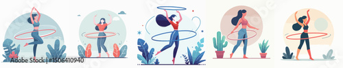 hula hoop woman character vector