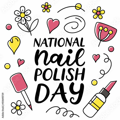 NATIONAL NAIL POLISH DAY vector illustration