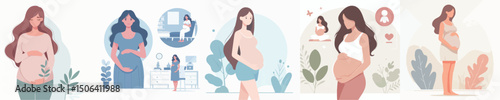 vector set of pregnant women