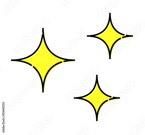 キラキラの装飾イラスト 単体 おしゃれ イエロー