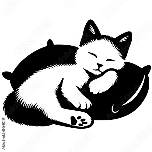 Sleeping kitten silhouette