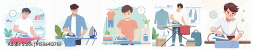 male character vector is ironing