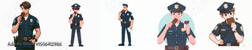 police character vector eating chocolate