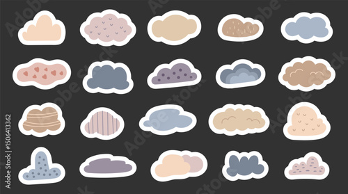 Cloud set scandinavian style soft floating shapes with rounded and puffy forms perfect for yours illustration and creative designs projects