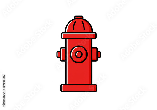 Red Fire Hydrant Cartoon Icon Water Valve Emergency Protection