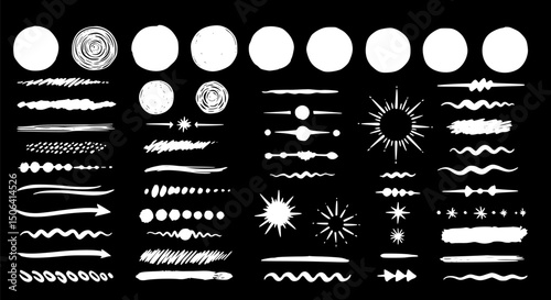 Hand-drawn Design Elements White Brush Strokes Doodle Vector Graphics 
