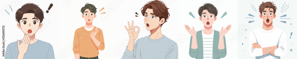Fototapeta premium Vector of young man being shocked