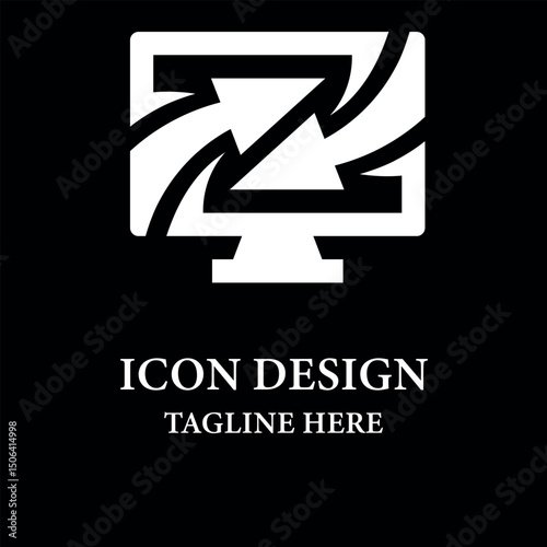 Computer recycle process icon logo design