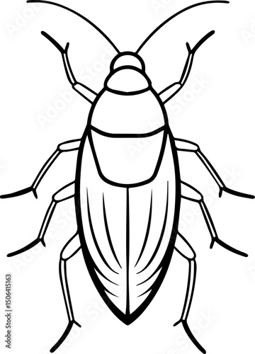 cockroach outline coloring book page vector illustration line art