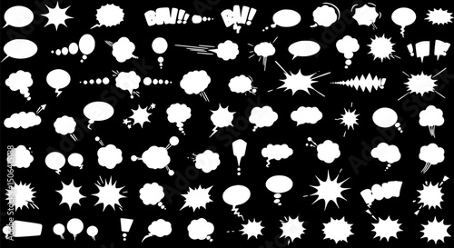 Large Collection of Comic Book Speech Bubbles and Explosions - Vector 