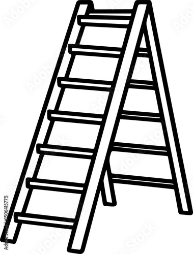 ladder outline coloring book page vector illustration line art