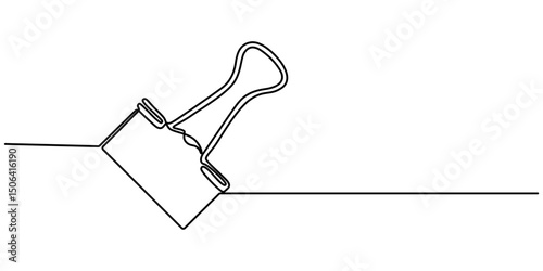 continuous line of binder clips. drawing of one line of paper binder clips. minimal lines. single line vector illustration. isolated white background, Paper Clip and Binder Clip Line icon, Sketch. 