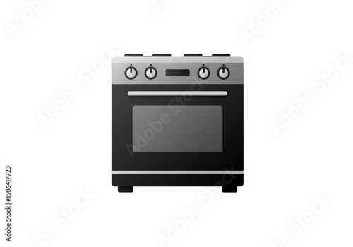 Silver Metal Domestic Oven Kitchenware Equipment Isolated Illustration