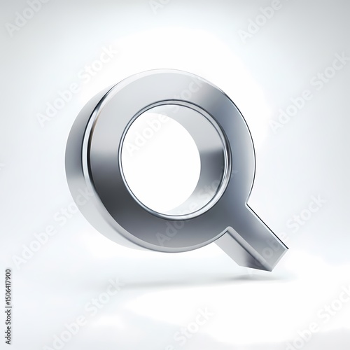 Shiny Silver Magnifying Glass Icon on White Background Search Symbol