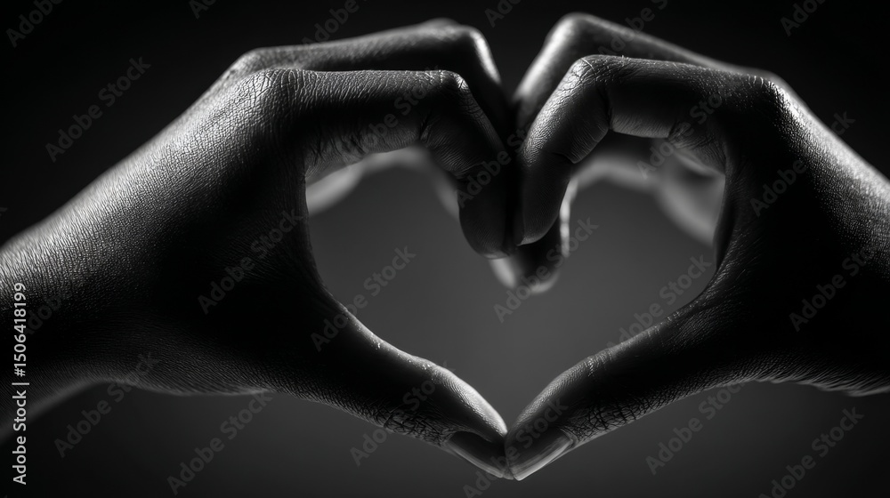 Fototapeta premium Hands forming a heart shape symbolizing love and care, close-up view with soft lighting, warm emotion and connection concept, isolated on plain background, romantic and positive gesture.