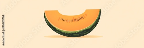 A refreshing slice of cantaloupe ready to be savored on a warm day with simple studio lighting on a
