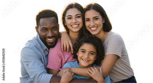 Happy Family Portrait with Diverse People Smiling with Isolated Background