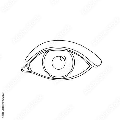 Eye with eyebrow in single line art isolated on white background, a minimalist and artistic design for vision, health, and beauty concepts