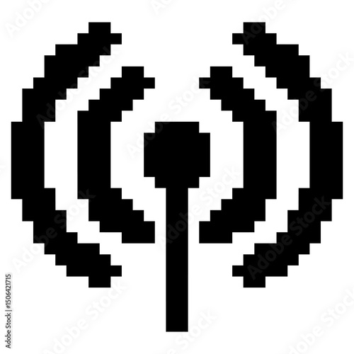 Pixel signal icon vector for internet, connection, and digital wave strength. Ideal for network bar, wifi icon, or communication interface in retro pixel style.