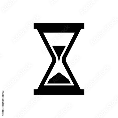 Black hourglass isolated on white background, a classic symbol of time, deadlines, and the passage of time, useful for representing concepts of urgency and countdown