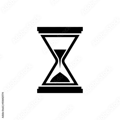 Hourglass isolated on white background showing the passage of time with sand flowing through the glass in a classic and vintage design