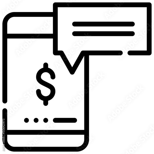 money online transaction popup message simple line icon