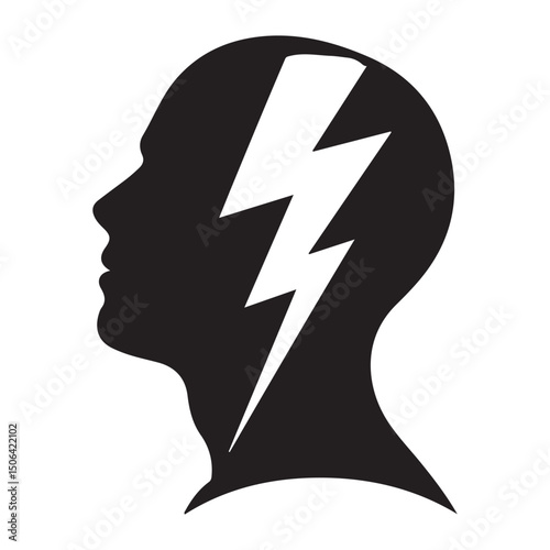 Lightning Bolt Splits Human Profile Head