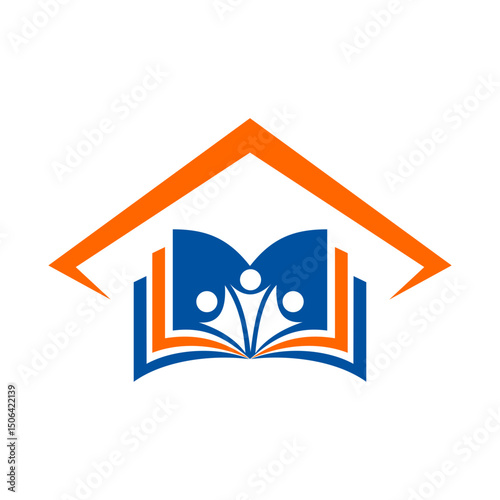people on open books and togas on top vector logo