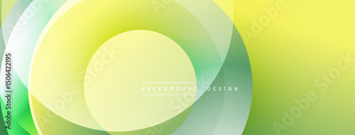 Abstract background features overlapping circles. Yellow, green hues create smooth gradient effect. Modern design element.