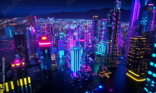 Futuristic cityscape at night