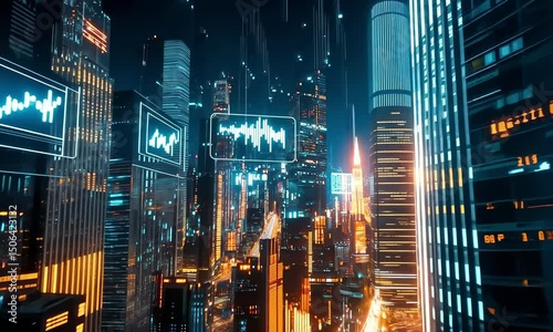 Futuristic cityscape at night