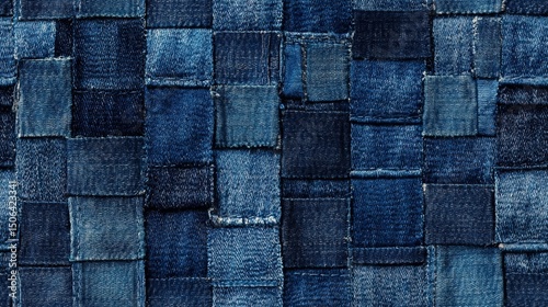 Detailed denim pattern with visible threads, perfect for texture overlays, material mockups, and rugged textile compositions.