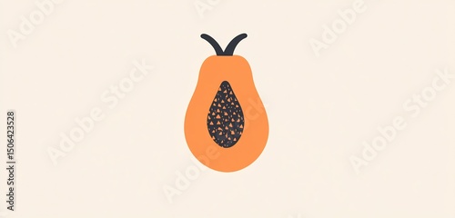 A minimalist papaya illustration evoking summer freshness and healthy eating habits on a plain