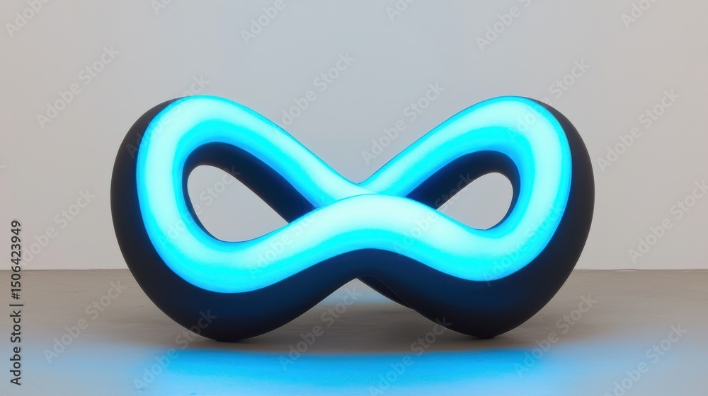 Fototapeta premium Striking three dimensional abstract sculpture in the shape of an infinity loop with a sleek and modern blue design