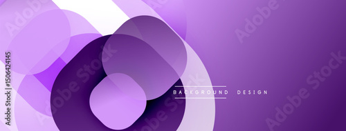 Abstract purple design features overlapping circles, creating dynamic visual effect. Soft gradients enhance modern aesthetic.
