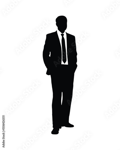 Silhouette of Person in Formal Suit Standing Confidently