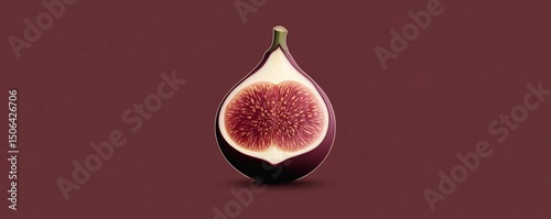 A ripe fig sliced open revealing its juicy red interior reminiscent of autumn harvest with flat