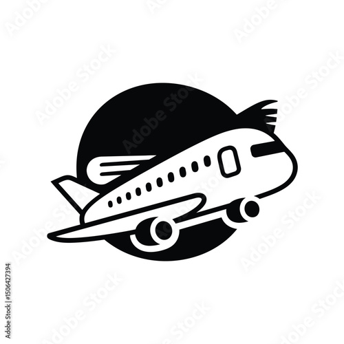 Airplane vector graphic featuring a sleek, stylized aircraft design, ideal for travel, aviation, and transportation