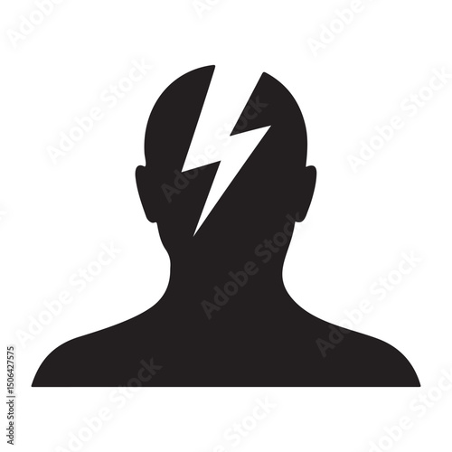 Electric Shock Icon Inside Human Head