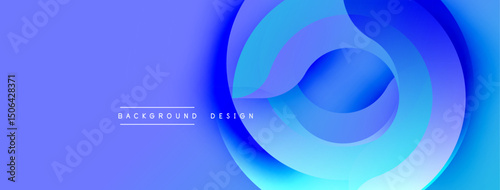 Abstract blue layers create dynamic visual flow. Gradient shades suggest depth, modern aesthetic. Minimal text adds subtle branding element.