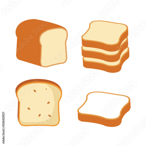 Flat bread, toasted bread vector icon illustration