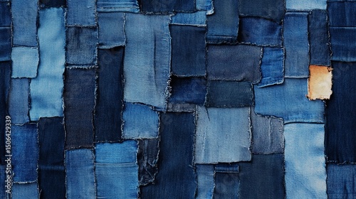 Indigo blue denim surface texture, ideal for fashion graphics, garment previews, and high-resolution textile design.