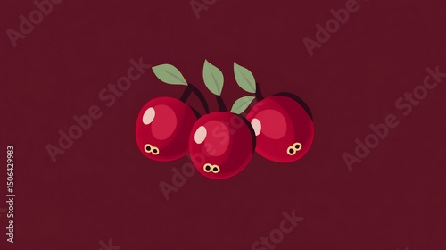 A trio of delightful cartoon cherries dancing with joy against a deep inviting red backdrop with