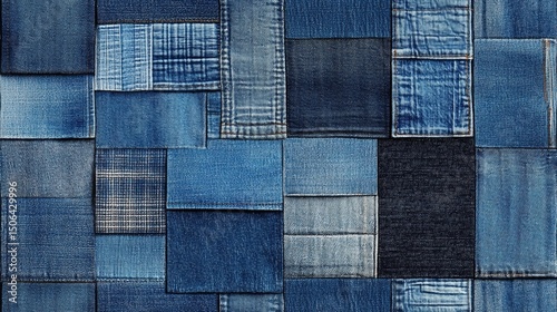 Indigo blue denim surface texture, ideal for fashion graphics, garment previews, and high-resolution textile design.