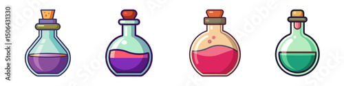 Potion Bottle Flat Style Illustration Vector Illustration
