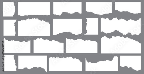 Set of realistic paper rips texture design