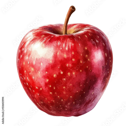 Apple, watercolor painting vector, high quality, isolated on a white background.
